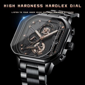 Montre à quartz en acier inoxydable pour homme, design ajouré tendance, étanche, montres-bracelets originales pour homme, montre de luxe pour homme - Product Image 2