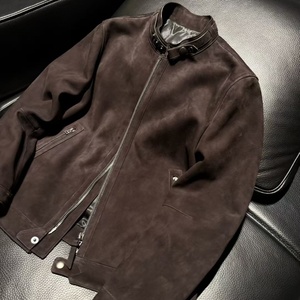 Nouvelle Veste Biker à Col Montant TF 2026 - Cuir Daim Mélange d'Agneau Importé d'Espagne Noir Ébène pour <span class=keywords><strong>Homme</strong></span> - Vêtement d'extérieur Décontracté en Cuir - Product Image 1