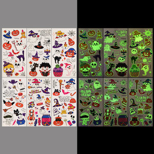 En stock – Nouveaux autocollants de tatouages temporaires phosphorescents pour enfants, motifs fantômes et citrouilles, pour visage, bras et corps, parfaits pour les fêtes d'Halloween - Product Image 4