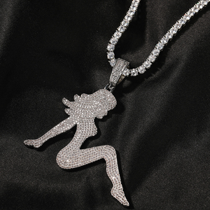 Hip Hop CZ Sex Lady pendentif collier 18K plaqué or Bling Bling fille pendentif cadeau femmes <span class=keywords><strong>homme</strong></span> rappeur <span class=keywords><strong>bijoux</strong></span> - Product Image 5