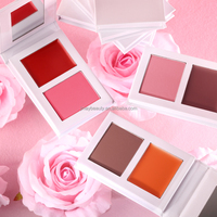 Palette de blush double couleur de luxe, maquillage personnalisé avec logo, fini mat longue tenue, palette de blush crème vibrante 2 en 1