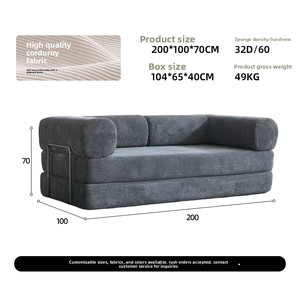 Hot-Bán Tối Giản Phong Cách Hai Chỗ Ngồi Hình Chữ Nhật Vải Nén <span class=keywords><strong>Sofa</strong></span> 2 Mét Gấp Dual-Sử Dụng Miếng Bọt Biển <span class=keywords><strong>Sofa</strong></span> Giường - Product Image 2