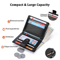 Portefeuille court pour femme en fibre de carbone, best-seller, RFID, simple, à deux volets, en cuir PU, porte-monnaie portable, porte-cartes à pression