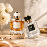 Vente directe d'usine, flacons de parfum ronds en verre transparent de qualité supérieure de 100 ml avec impression sur écran, vides et avec couvercle, emballage personnalisé en boîte