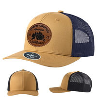 Topi Trucker 6 Panel Bordir 3D Logo, Bahan Campuran Mesh, Lubang Laser Cut, Gorras Olahraga, Laris Manis
