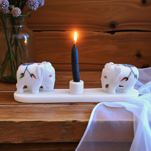 เครื่องเผาธูปหินอ่อนฝังรูปช้าง1.25x5.75ชิ้นที่ทำด้วยมือแบบอินเดียที่วางหินที่เคร่งศาสนาเป็นมิตรกับสิ่งแวดล้อมสำหรับงานเทศกาลทุกฤดู - Product Image 1