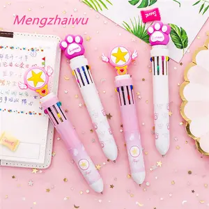 Yiwu office supplies manufacturer export fancy stationery sweet cartoon girls use luxury pen ballpoint 10 colors eco ball pens