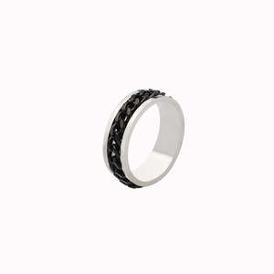Men's <b>Titanium</b> Steel Chain <b>Ring</b> Black Rotating Bottle Opener Geometric Design Gift Jewelry - Product Image 5