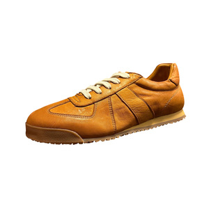 QHCCID Leather Casual Shoes Retro Brown Low <b>Heel</b> Lace-Up Men's Daily Wear - Product Image 2