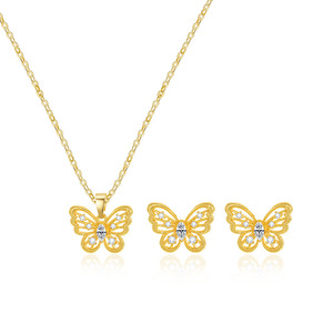 Ensemble de colliers papillon en alliage de zinc avec micro-incrustations, bijoux pour femmes, accessoire de mode pour soirée, chaîne de clavicule - Product Image 4