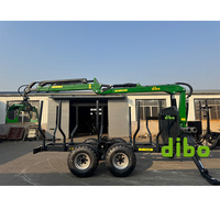 Remorques forestières DIBO certifiées TUV CE pour le transport de bois de chauffage, avec grue à grappin pour bois, pompe 4x4, prise de force, charge utile de 12 tonnes, avec joystick