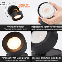 Applique murale LED extérieure pliable et orientable à 360°, étanche IP65, design moderne pour jardin et porche