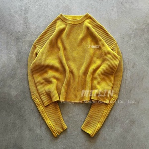 Streetwear Fashion High Quality Round Neck Knitted Long Sleeve Knitwear Vintage Breathable Custom <b>Winter</b> Loose Long Sleeve <b>Shirt</b> - Product Image 5