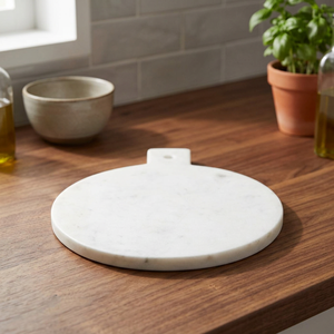 เขียงหินอ่อนทรงกลมพร้อมด้ามจับกันลื่น ชิ้นเดียว คุณภาพพรีเมียม - Product Image 3