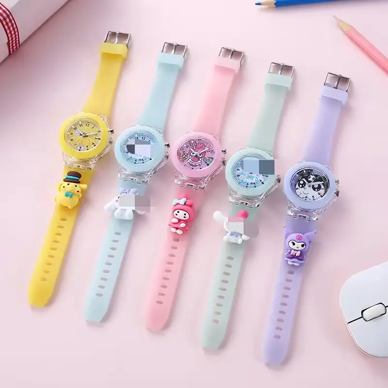 Montre colorée lumineuse à la mode Ruunjoy avec bracelet en silicone montre étudiante exquise comme cadeau d'anniversaire pour les enfants