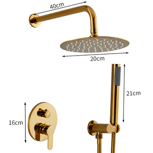 Ensemble de douche mural moderne doré en gros, avec sortie supérieure en acier inoxydable optionnelle de 8 à 16 pouces, en laiton, pour salle de bain - Product Image 4