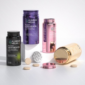 Customized logo Metal Packaging Bottle for Supplement or Vitamin Aluminum Packing <b>Container</b> Can for <b>Pills</b> - Product Image 1