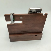 Station de Recharge pour Téléphone en Bois Naturel Marron, Organisateur de Bureau, Station de Charge pour Table de Chevet, Cadeau Idéal pour Hommes - Ventes Flash