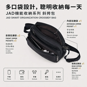 ขายส่ง FX CREATIONS JAD Smart Organization Crossbody Bag JAD76619‑01 Multi‑Pocket Water‑Repellent Unisex Urban Daily Shoulder - Product Image 6