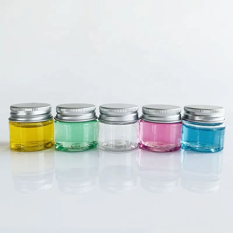 Bán Buôn 20Ml Mini Nhỏ Vòng Nhựa Mỹ Phẩm Mẫu Jar Trong Suốt Kem Jar Với Nắp Nhôm