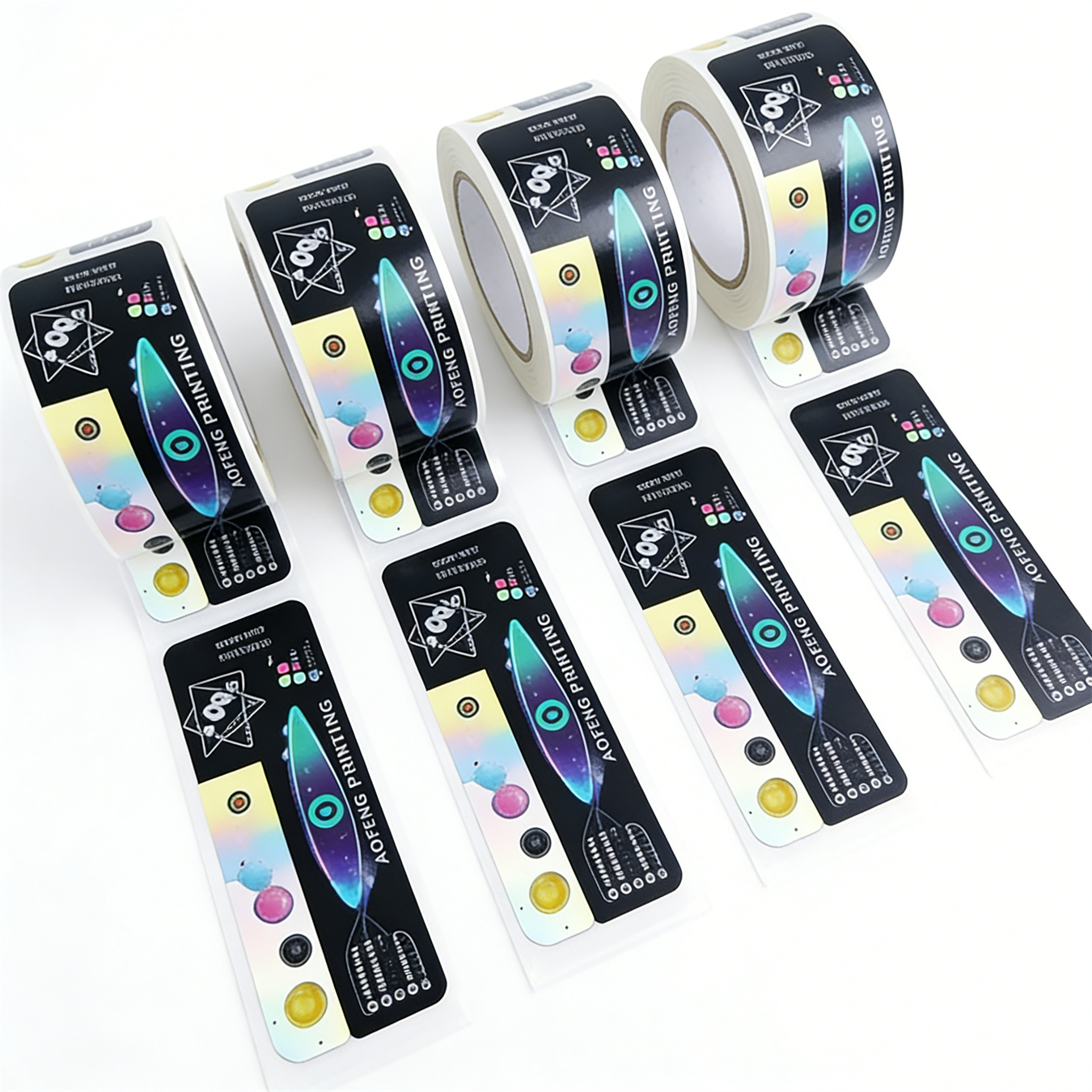 Holographic PET Packaging Adhesive Custom Stickers Packaging Labels Roll Label for Vial Cosmetics Bottles