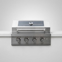 Barbecue à gaz encastrable 4 brûleurs avec tube de cuisson rotatif pour cuisine extérieure et jardin