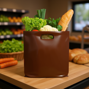 Sacchetti in Polietilene ad Alta Densità 15x15 Marroni con Manici Fustellati, Spessore 25 Micron, Confezione da 1000 - Product Image 2