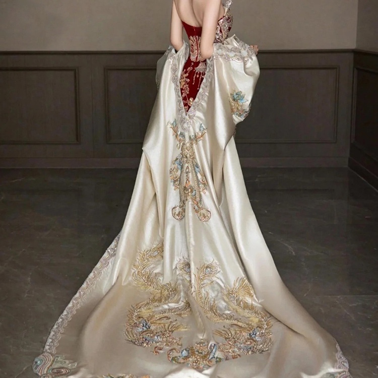 Wholesale Chinese Red Dress Wedding Elegant Long Sleeves | Alibaba.com