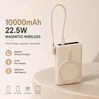 Batterie externe magnétique ultra-portable 10000 mAh, charge sans fil 15W, chargeur rapide PD, câble intégré, vente en gros OEM