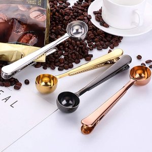 Großhandel Home Party Edelstahl Gold Besteck Tee Kaffeebohnen Milchpulver Schaufel Messlöffel Mit Beutel Clip - Product Image 6