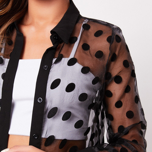 Delle signore di buona qualità più il formato polly nero del puntino di polka della maglia del vestito - Product Image 5