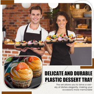 <span class=keywords><strong>Plateau</strong></span> de service de nourriture de gâteau de <span class=keywords><strong>fromage</strong></span> de collation de dessert en plastique réutilisable noir de rectangle pour la fête de mariage - Product Image 4