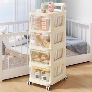 Carrito de almacenamiento móvil tipo cajonera de 4 niveles con ruedas para organizar juguetes en la habitación de los niños - Product Image 1