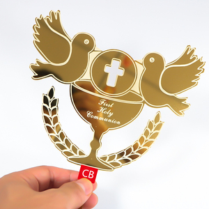 Décoration de gâteau en acrylique Pigeon Ange "Première <span class=keywords><strong>Communion</strong></span>" Décoration de gâteau de baptême de bébé Plug-in - Product Image 4
