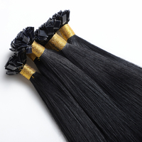 Extensiones de Cabello con Puntas K de Alta Calidad, Remy, Doble Trama, Negro Natural 1 #    Extensiones de Cabello de Queratina con Punta Plana 100% Cabello Humano para Salón