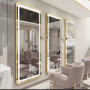 Miroir mural LED moderne grand format avec cadre métallique, accessoire de nouvelle génération pour poste de barbier - Product Image 2
