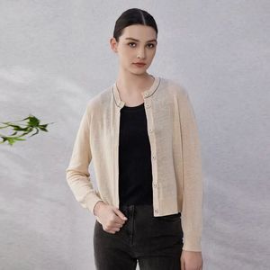 Cardigan in <span class=keywords><strong>lino</strong></span> leggero da <span class=keywords><strong>donna</strong></span>, maglione lavorato a <span class=keywords><strong>maglia</strong></span> a maniche lunghe traspirante, abbigliamento Casual estivo - Product Image 4