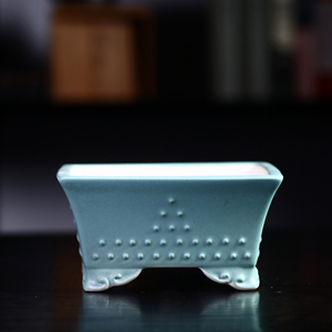 Pot à bonsaï carré en céramique, vert glacé, fait main, miniature, pour plantes d'intérieur, décoration Calamus - Product Image 2