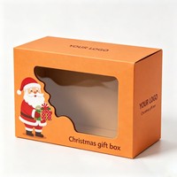 Kotak Kertas Natal Daur Ulang Kustom Grosir Murah dengan Jendela untuk Kemasan Mainan, Roti, Kue, Biskuit, dan Camilan