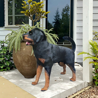 Chien Rottweiler réaliste grandeur nature en cuir véritable, accessoire d'Halloween pour la décoration intérieure et la photographie, design personnalisé, effrayant