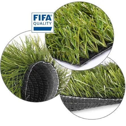 สนามฟุตบอลเทียมหญ้าพลาสติกโพลีเอทิลีนความหนาแน่นสูงสำหรับโรงเรียนกีฬาฟุตบอล