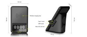 Mul-tifunction <span class=keywords><strong>FM</strong></span> Đài phát thanh <span class=keywords><strong>USB</strong></span> Reader TF Khe cắm thẻ Đồng hồ báo thức 15 Wát không dây sạc BT xách tay bluetooths Loa - Product Image 6