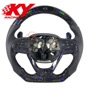 Volante Personalizado de Fibra de Carbono Forjado Azul con Pantalla LED de RPM y Levas de Cambio para Jeep Grand Cherokee SRT - Product Image 1