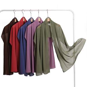 Fashion Elegant Floral Embroidery Solid Color Shinny Crinkle Chiffon Hijab Long Yarn <b>Turban</b> Solid Hijab Chiffon Sets - Product Image 6