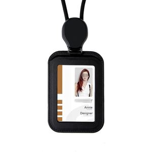 X418 High Quality PU Leather Id Card <b>Holder</b> With Lanyard Retractable <b>Badge</b> Reel <b>for</b> Banking Law Firms Investment - Product Image 4