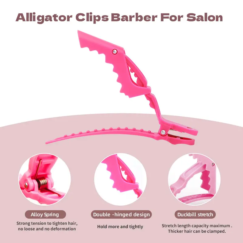 Fournisseurs de Barbier Accessoires de Salon de Coiffure Professionnel Pinces à Cheveux Crocodile Super Grip Noir