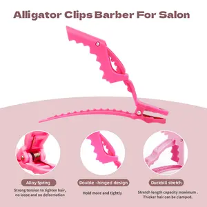 Fornecedores de barbeiro acessórios de cabeleireiro profissional crocodilo plástico super aderência jacaré clipes de cabelo preto
