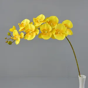 Atacado 9 Cabeças Grande Artificial Phalaenopsis Borboleta Orquídea Real Toque Orquídeas Flor Decorativa