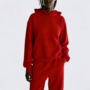 Sweat à capuche oversize 420 g/m² couleur unie sans cordon de serrage, coupe ample épaisse, imprimé 3D en relief, en molleton chaud pour l'hiver - Product Image 2