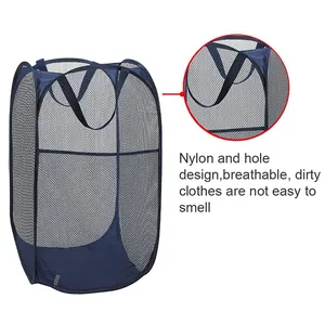 ตะกร้าผ้าตาข่ายพับได้แบบพกพา ประหยัดพื้นที่ พร้อมหูหิ้ว  ยี่ห้อ Imaiwill  รับทำโลโก้ตามสั่ง เป็นมิตรกับสิ่งแวดล้อม - Product Image 3